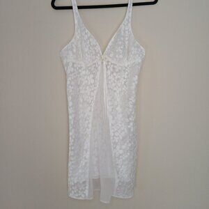 Silk & Satin Babydoll Chemise Nightie White Size Large